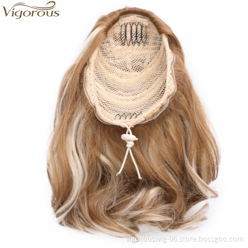 Vigorous Short Curly Clip in Ponytail Hair Extension Synthetic Drawstring Wrap Ponytail Hairpiece for Women